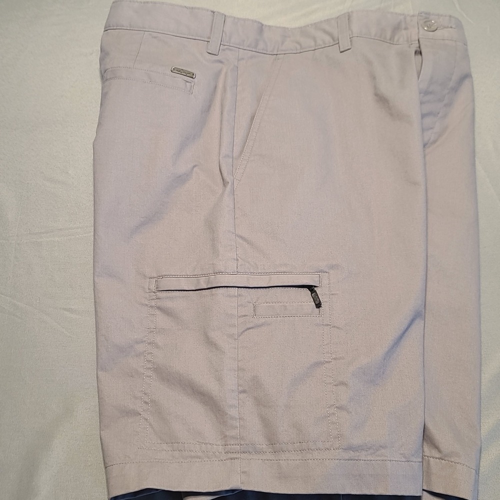 Greg Norman Tasso Elba Shorts Men 30 Gray Five Iron Golf Flat Front Cargo Zipper